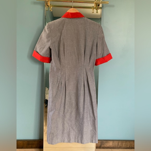 Vintage grey and red dress - Picture 5 of 9